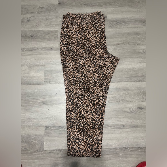 Terra & Sky Animal Print Straight Leg Waist Tan/black Pants NWT - Picture 4 of 8